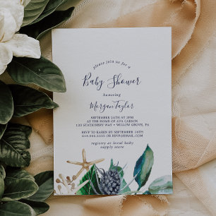 Modern Nautical   Greenery Baby Shower Invitation