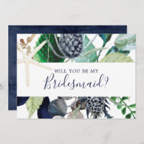 Modern Nautical Greenery Bridesmaid Proposal Card