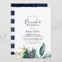 Modern Nautical | Greenery Brunch and Bubbly Invitation