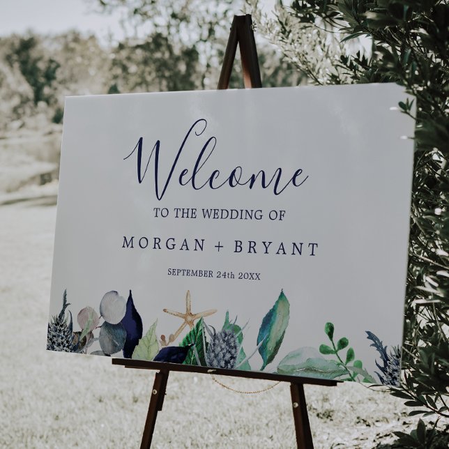 Modern Nautical | Greenery Large Wedding Welcome Foam Board (Creator Uploaded)