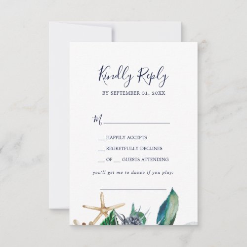Modern Nautical  Greenery Song Request RSVP Card