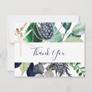 Modern Nautical   Greenery Thank You Card