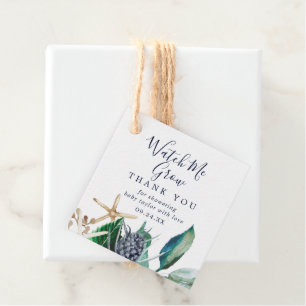 Modern Nautical Greenery Watch Me Grow Thank You Favor Tags