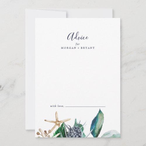 Modern Nautical  Greenery Wedding Advice Card