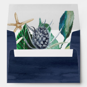 Modern Nautical Greenery Wedding Invitation Envelope