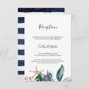 Modern Nautical Greenery Wedding Reception Enclosure Card