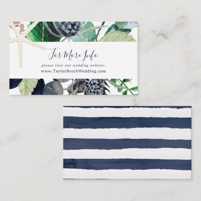 Modern Nautical | Greenery Wedding Website Enclosure Card (Front/Back)
