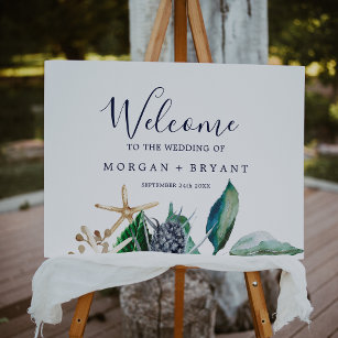 Modern Nautical   Greenery Wedding Welcome Sign
