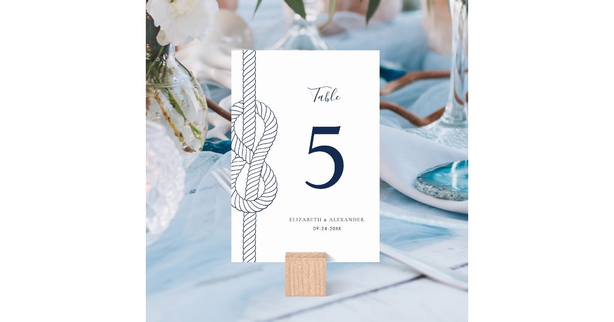 Modern Nautical Knot Rope Wedding Table Number | Zazzle