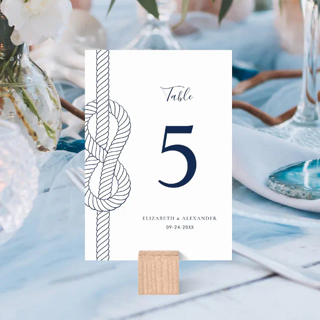Modern Nautical Knot Rope Wedding Table Number | Zazzle