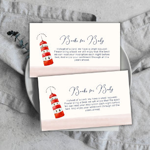 Modern Nautical Lighthouse Books For Baby Shower  Enclosure Card