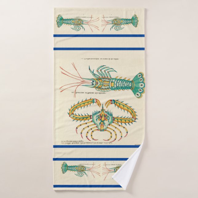 Modern Nautical Lobster Bathroom Ocean Blue Bath  Bath Towel Set (Bath Towel)