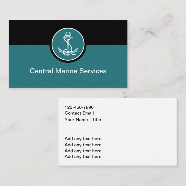 Modern Nautical Marine Services Business Cards (Front/Back)