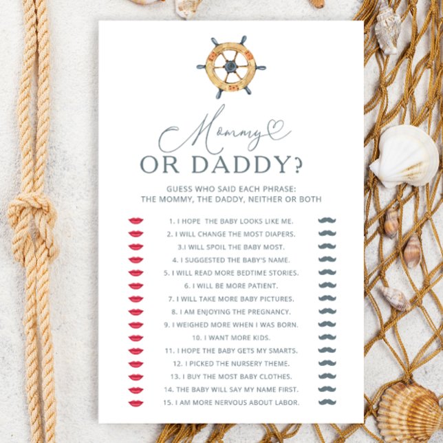 Modern Nautical Mommy or Daddy Baby Shower Game (Creator Uploaded)