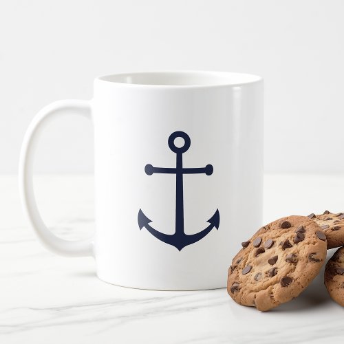 Modern Nautical Navy Blue Anchor Coffee Mug
