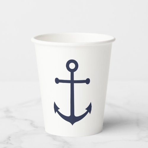 Modern Nautical Navy Blue Anchor Paper Cups
