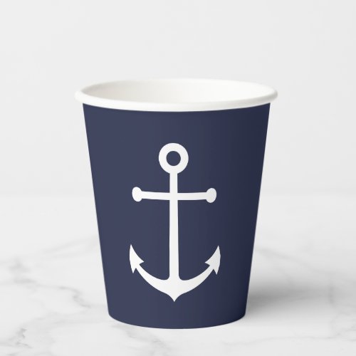 Modern Nautical Navy Blue Anchor Paper Cups