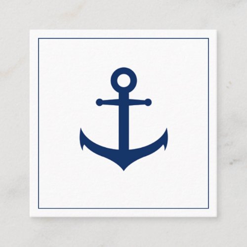 Modern Nautical Navy Blue Anchor Professional Square Business Card