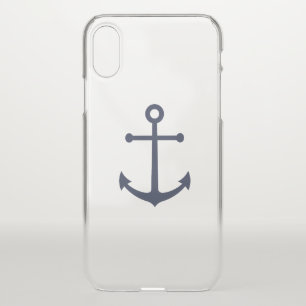 Modern Nautical Navy Blue Anchor iPhone X Case