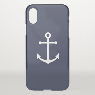 Modern Nautical Navy Blue Anchor iPhone X Case