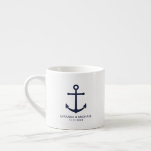 Modern Nautical Navy Blue Anchor Wedding Favor Cof Espresso Cup