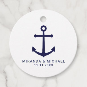 Modern Nautical Navy Blue Anchor Wedding Favour Ta Favor Tags