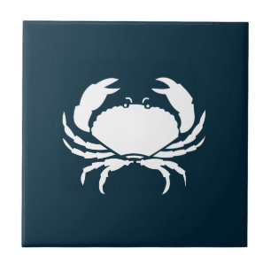 Modern Nautical Navy Blue Crab Kitchen Backsplash Ceramic Tile