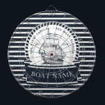 Modern Nautical Navy Blue Personalized Dart Board<br><div class="desc">Modern Nautical Personalized Boat Name design. Matching products can be found in Nautical Boat Modern collection. If you have any questions feel free to contact me.</div>