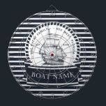 Modern Nautical Navy Blue Personalized Dart Board<br><div class="desc">Modern Nautical Personalized Boat Name design. Matching products can be found in Nautical Boat Modern collection. If you have any questions feel free to contact me.</div>