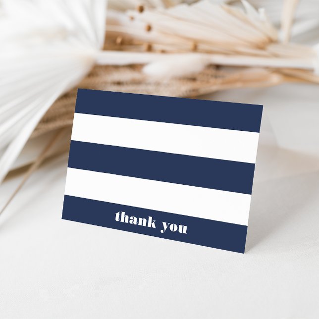 Modern Nautical Navy & White Stripe Thank You (Creator Uploaded)