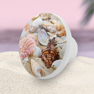 Modern Nautical Ocean Sand Beach Seashells Ceramic Knob