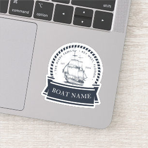 Modern Nautical Personalized Boat Sticker