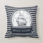 Modern Nautical Personalized Boat Throw Pillow<br><div class="desc">Modern Nautical Personalized Boat Name design. Matching products can be found in Nautical Boat Modern collection. If you have any questions feel free to contact me.</div>