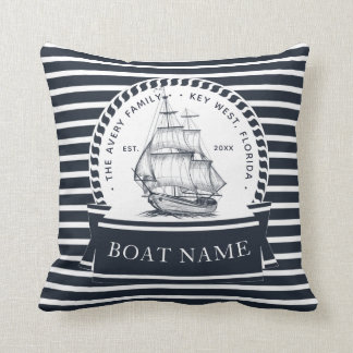 Modern Nautical Personalized Boat Throw Pillow
