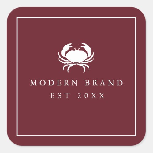 Modern Nautical Rec Elegant Coastal Crab  Square Sticker