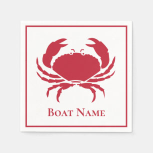 Modern Nautical Red Crab on White Design Napkins
