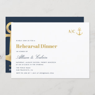 modern nautical rehearsal dinner invitation