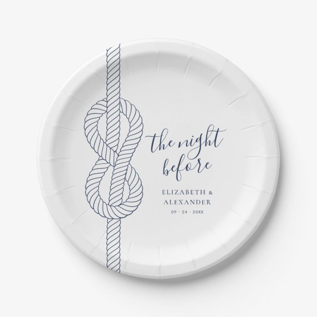 Modern Nautical Rope Rehearsal Dinner Wedding Paper Plates (Front)