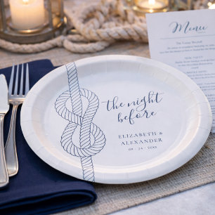 Modern Nautical Rope Rehearsal Dinner Wedding Paper Plates