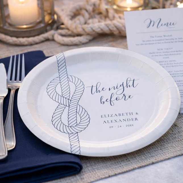 Modern Nautical Rope Rehearsal Dinner Wedding Paper Plates (Creator Uploaded)