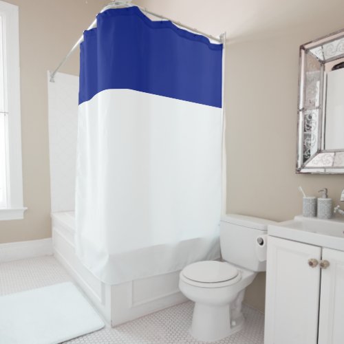 Modern Nautical Royal Navy Blue White Color Block Shower Curtain