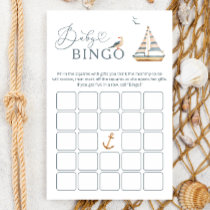 Modern Nautical Sailboat Baby Shower Game BINGO Flyer