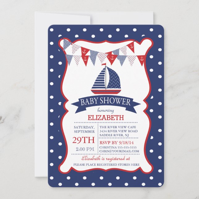 Modern Nautical Sailboat Baby Shower Invitation (Front)