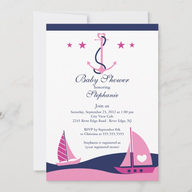 Modern Nautical Sailboat Baby Shower Invitation (Front)