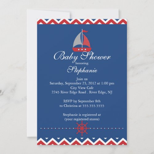 Modern Nautical Sailboat Baby Shower Invitation