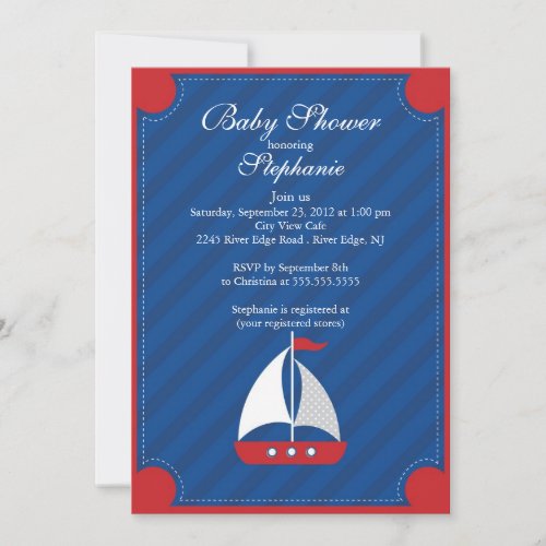 Modern Nautical Sailboat Baby Shower Invitation