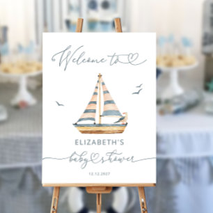 Modern Nautical Sailboat Baby Shower Welcome Foam Board