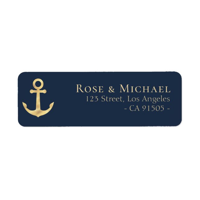Modern nautical sea address label (Front)