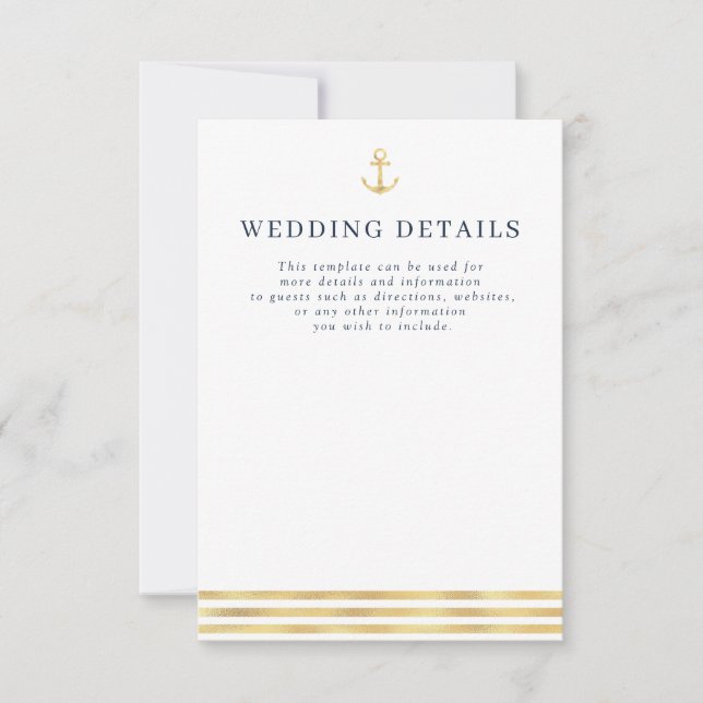 modern nautical sea wedding details card (Front)