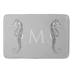 Modern Nautical Seahorse Bathroom Marine Bath Mat